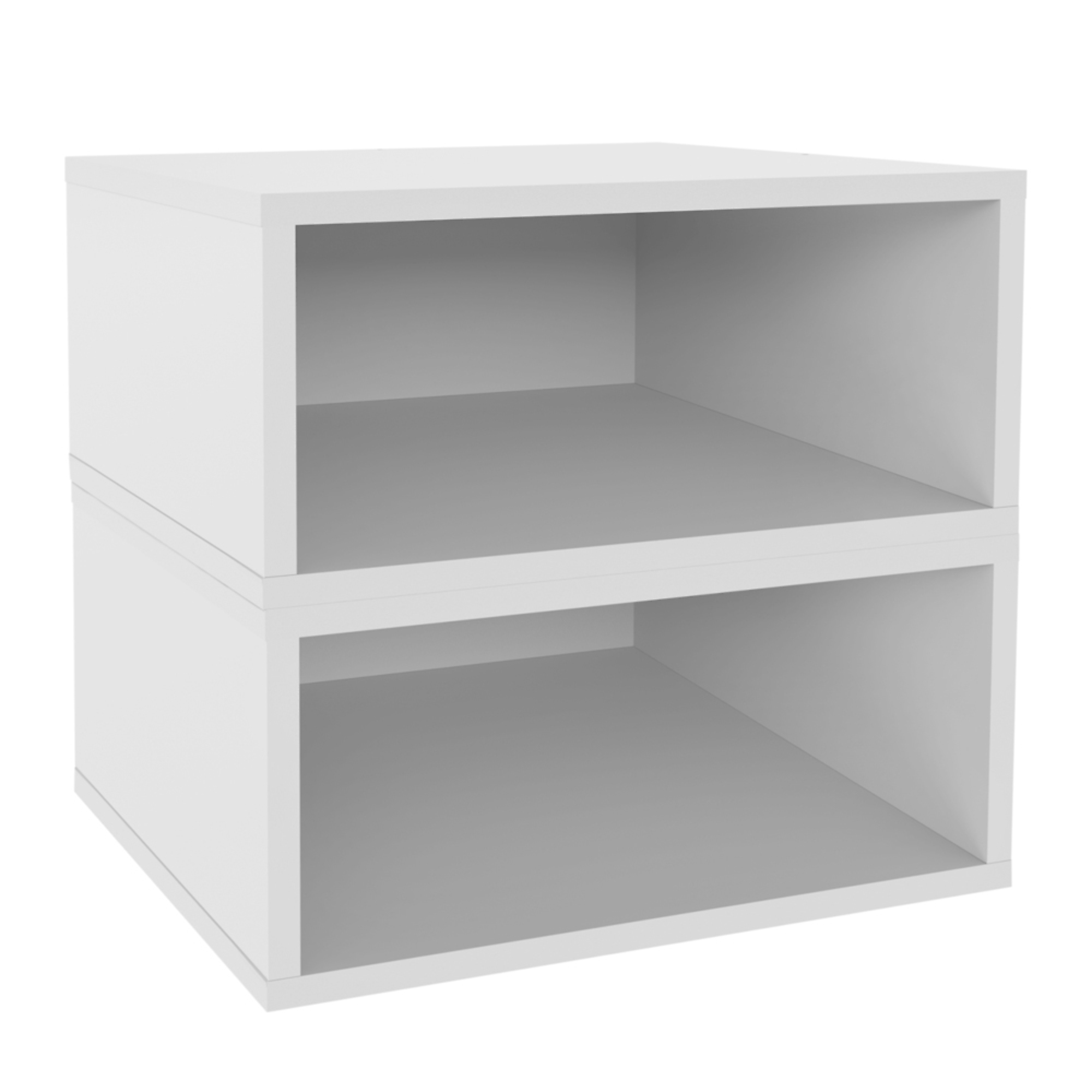 Regency Niche Cubo Stackable Storage Bookcase Shelf Organizer Cube — 2-Pack, Half Size, Wood, Snow White, Model# NCBO72PKSN